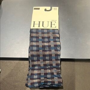 Hue - Blue and Brown Plaid Knee High Socks